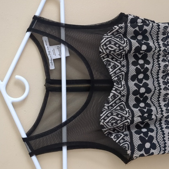 Small American Rag Dress Mesh Lace Floral Black White Back Zipper - Picture 3 of 13